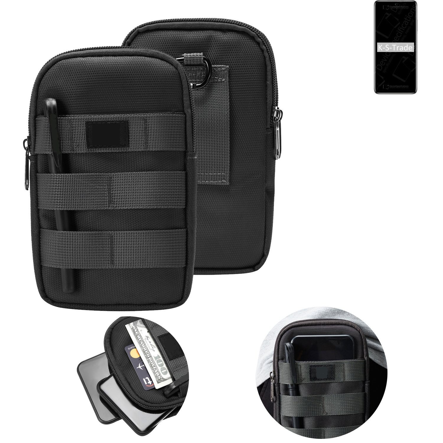 K-S-Trade Handyhülle für Xiaomi Redmi Note 9 Pro 5G, Holster Gürtel Tasche Handy Tasche Schutz Hülle dunkel-grau viele