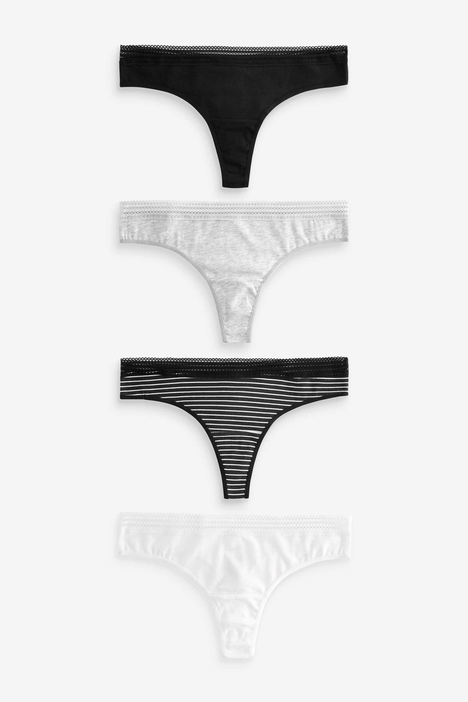 String 4er-Pack Geo-Slips mit Spitze - Tangaslip