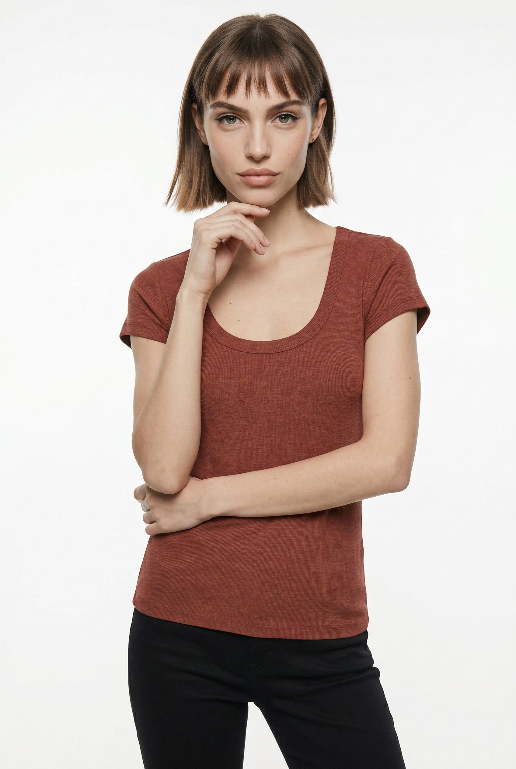 Vero Moda Kurzarmshirt VMCHLOE CS SHORT U-NECK NOOS Baumwollmischung