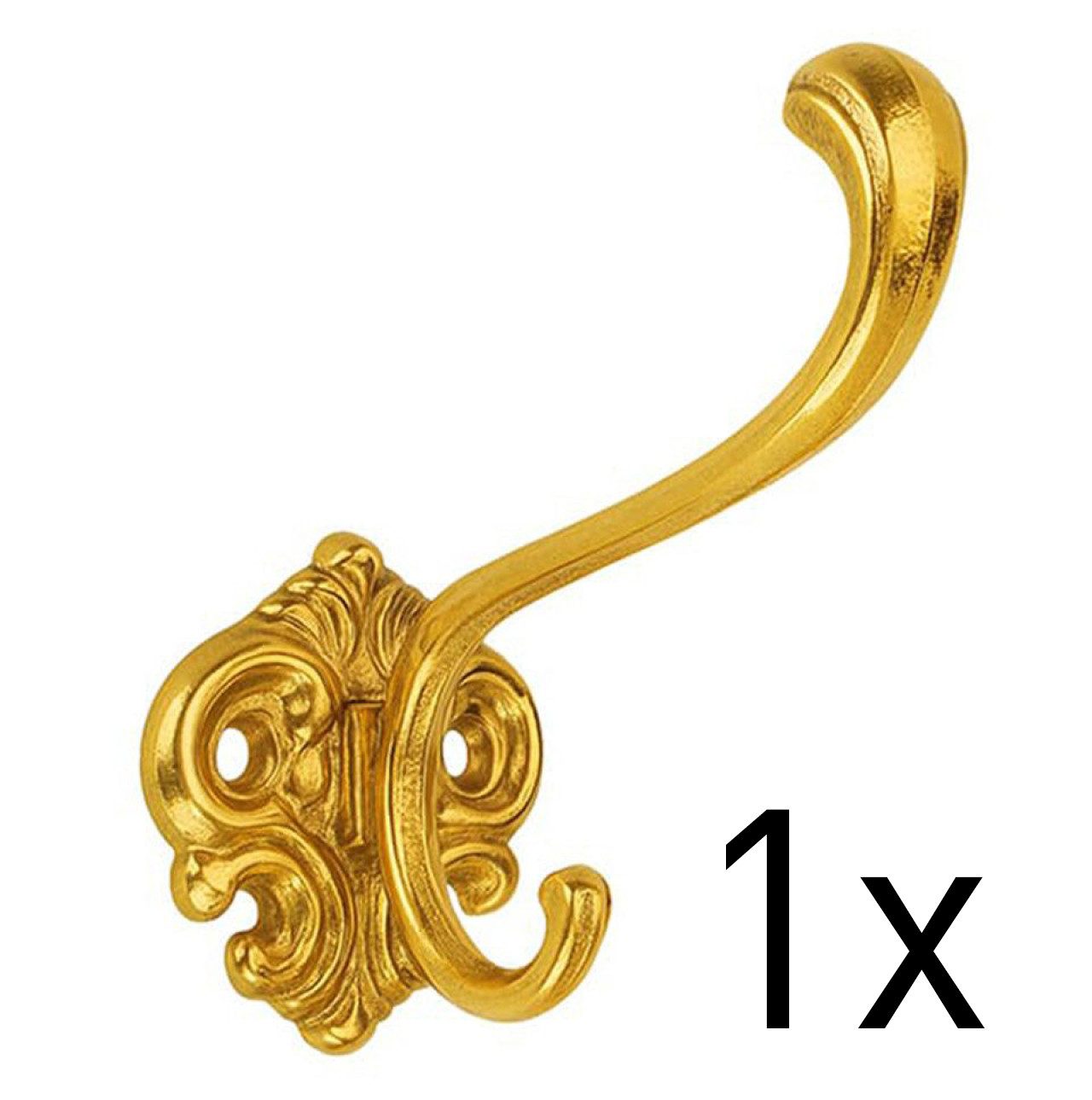 Jürgen Schwerter Hakendesign Kleiderhaken Kleiderhaken Messing – Vintage Haken in Antik-Gold/Bronze, (Spar-Set)