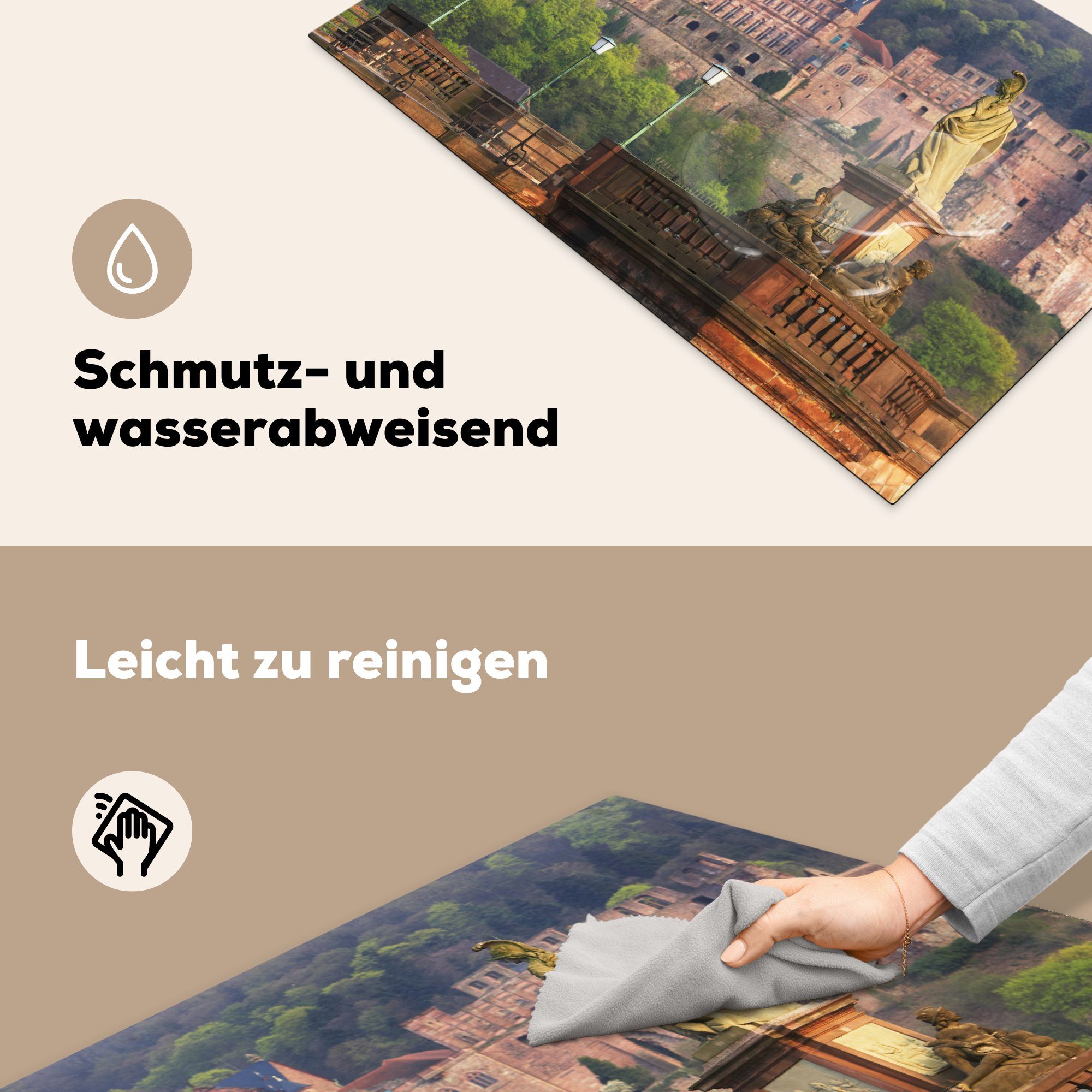 Heidelberg - Herdblende-/Abdeckplatte tlg), 81x52 Ceranfeldabdeckung Schloss Maria, Vinyl, Induktionskochfeld cm, für - Schutz MuchoWow küche, die (1