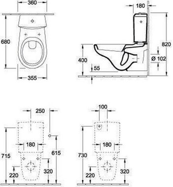 Villeroy & Boch WC-Komplettset V&B Wand-WC O.NOVO t 355x680mm f Kombi w