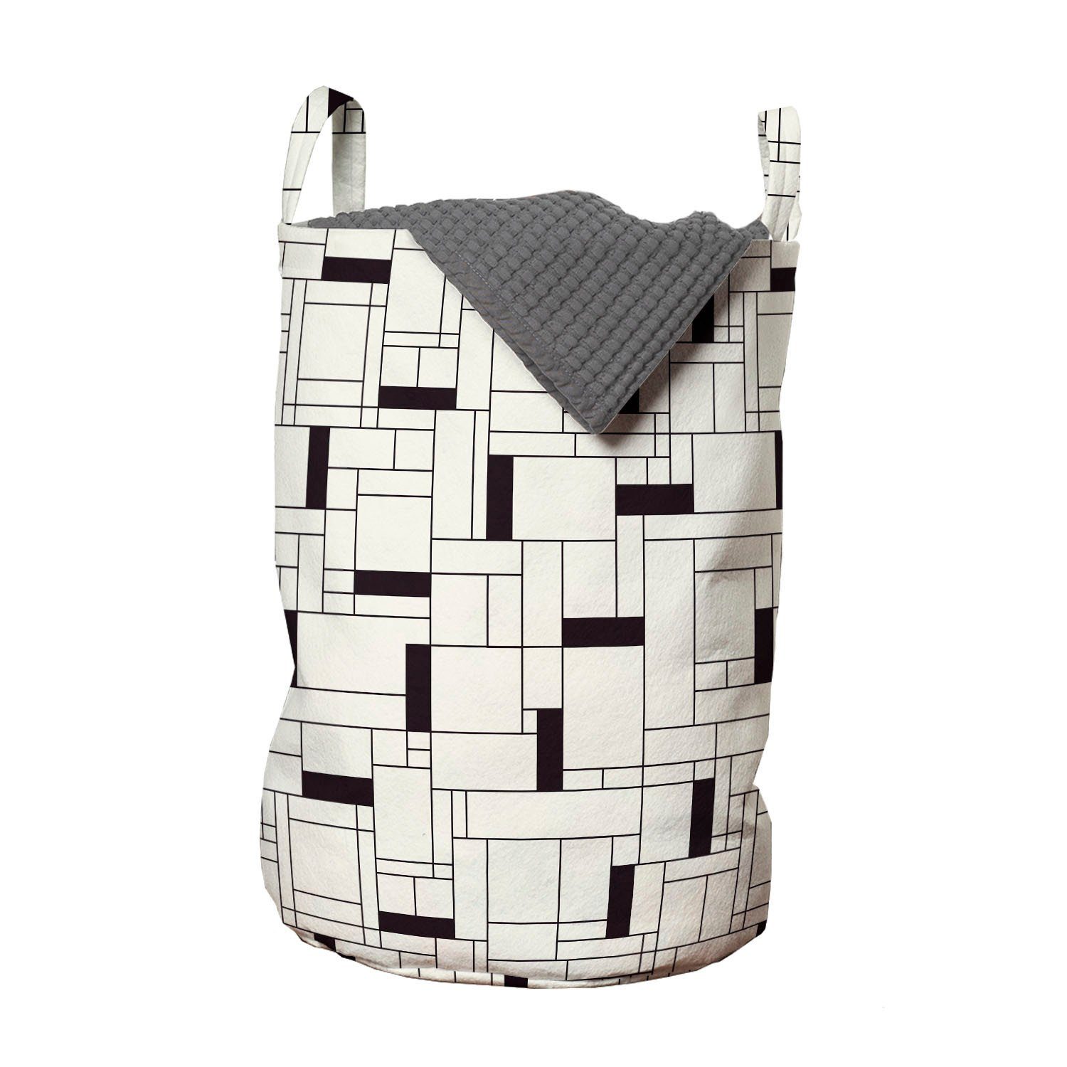 Gitter Moderne Griffen Wäschekorb Abakuhaus Rechteckige Wäschesäckchen für Geometrisch Waschsalons, Kordelzugverschluss mit