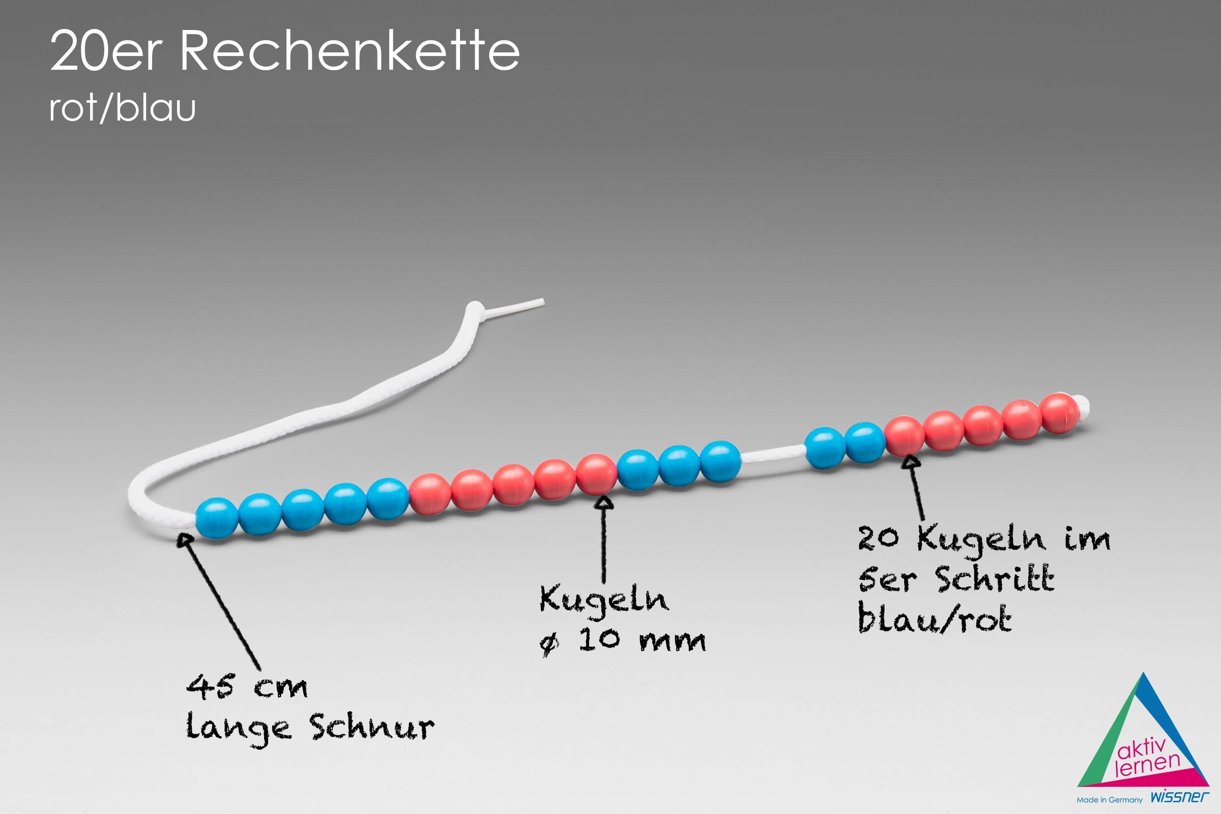Wissner® aktiv lernen Lernspielzeug 20er Rechenkette, reißfeste Kordel, Unterteilung nach 5 Kugeln – Bild 4 von 5