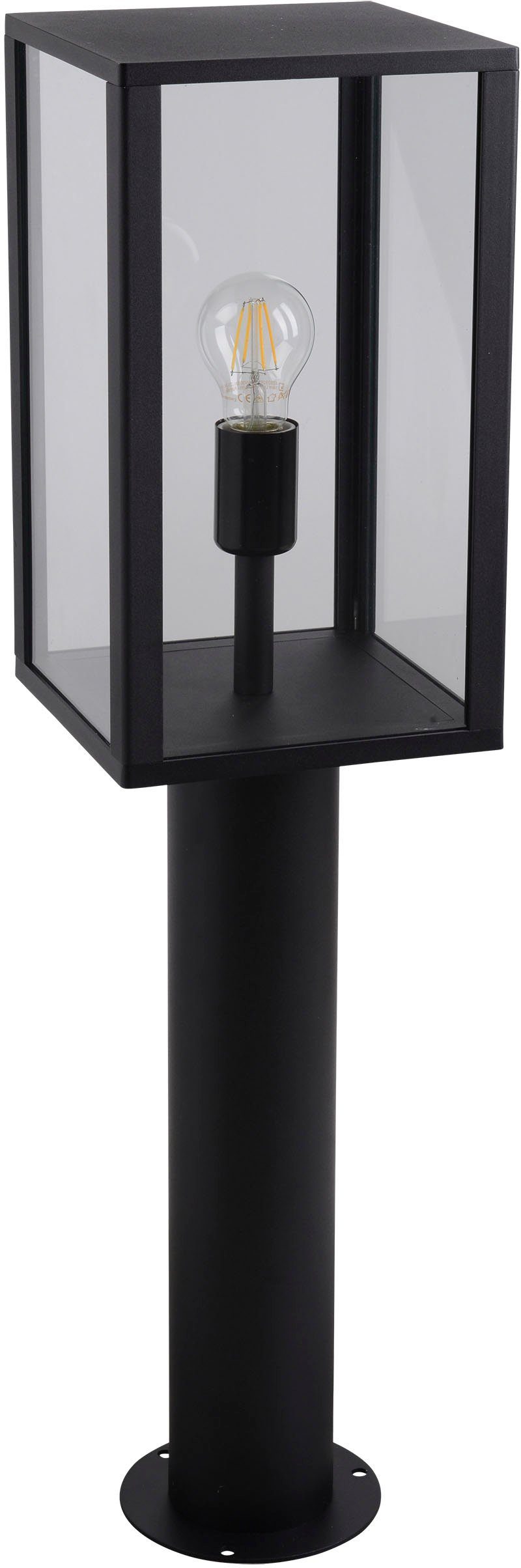 näve Außen-Stehlampe AILA, ohne Leuchtmittel, Sockelleuchte, eckig, exkl. 1x  E27 60W, Glas, Aluminium, schwarz | Sockelleuchten