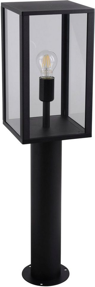 näve Außen-Stehlampe AILA, ohne Leuchtmittel, Sockelleuchte, eckig, exkl. 1x  E27 60W, Glas, Aluminium, schwarz