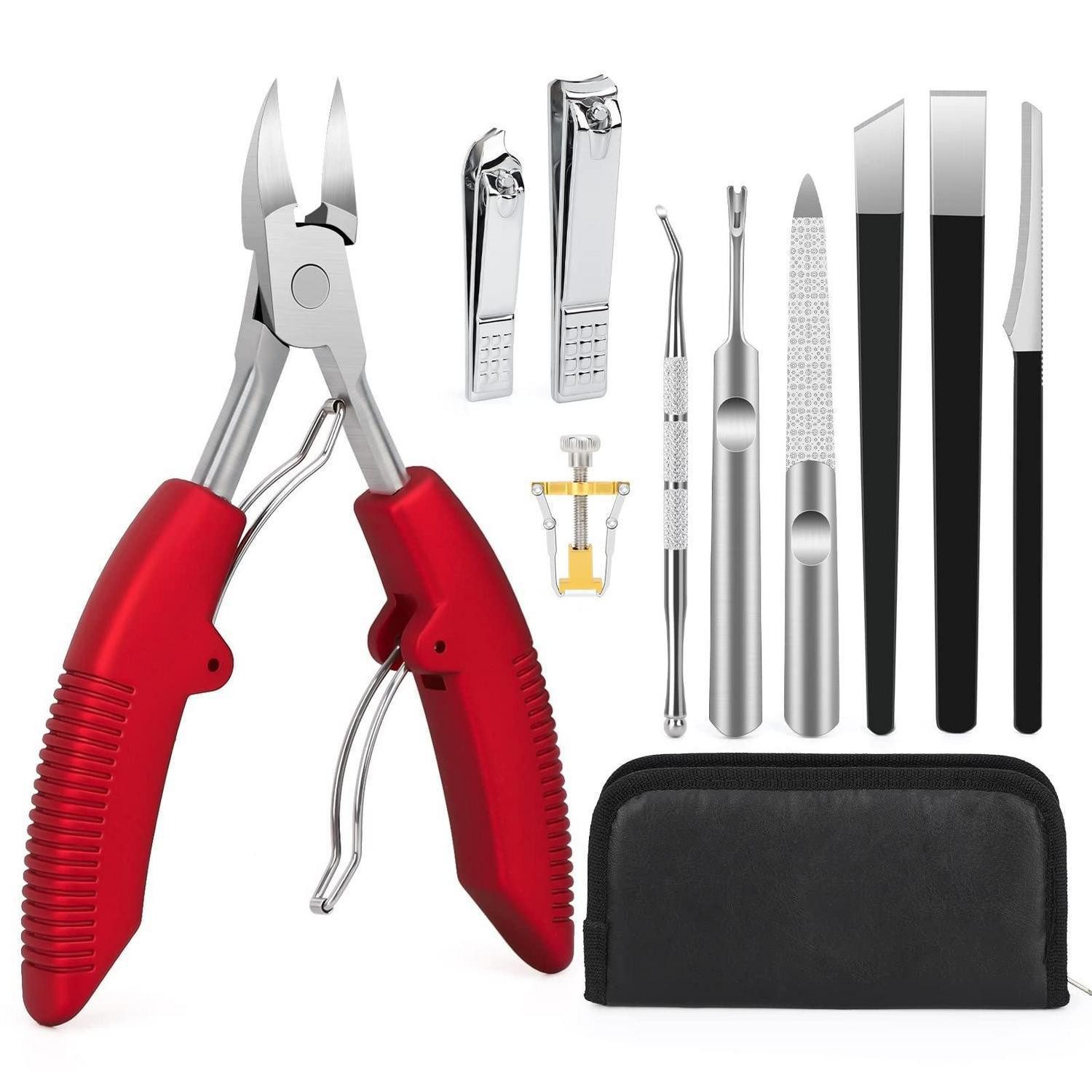 LuxusKollektion Hautpflege-Set Maniküre & Pediküre Set 10-teilig Profi Rot