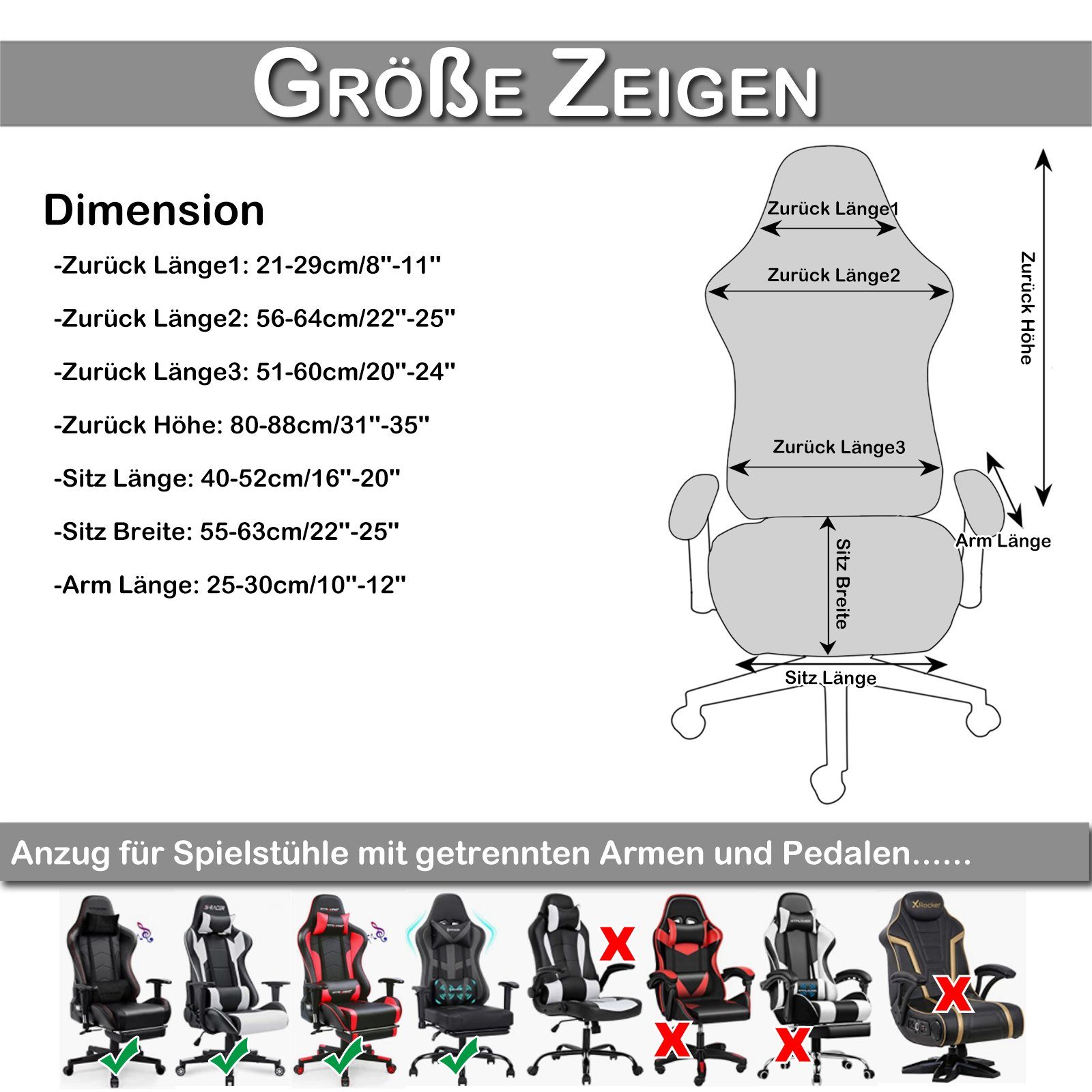 Jibenhome Bürostuhlhusse Stuhlbezug Samt Gaming Stuhl Bezüge mit 2-St Armle günstig online kaufen