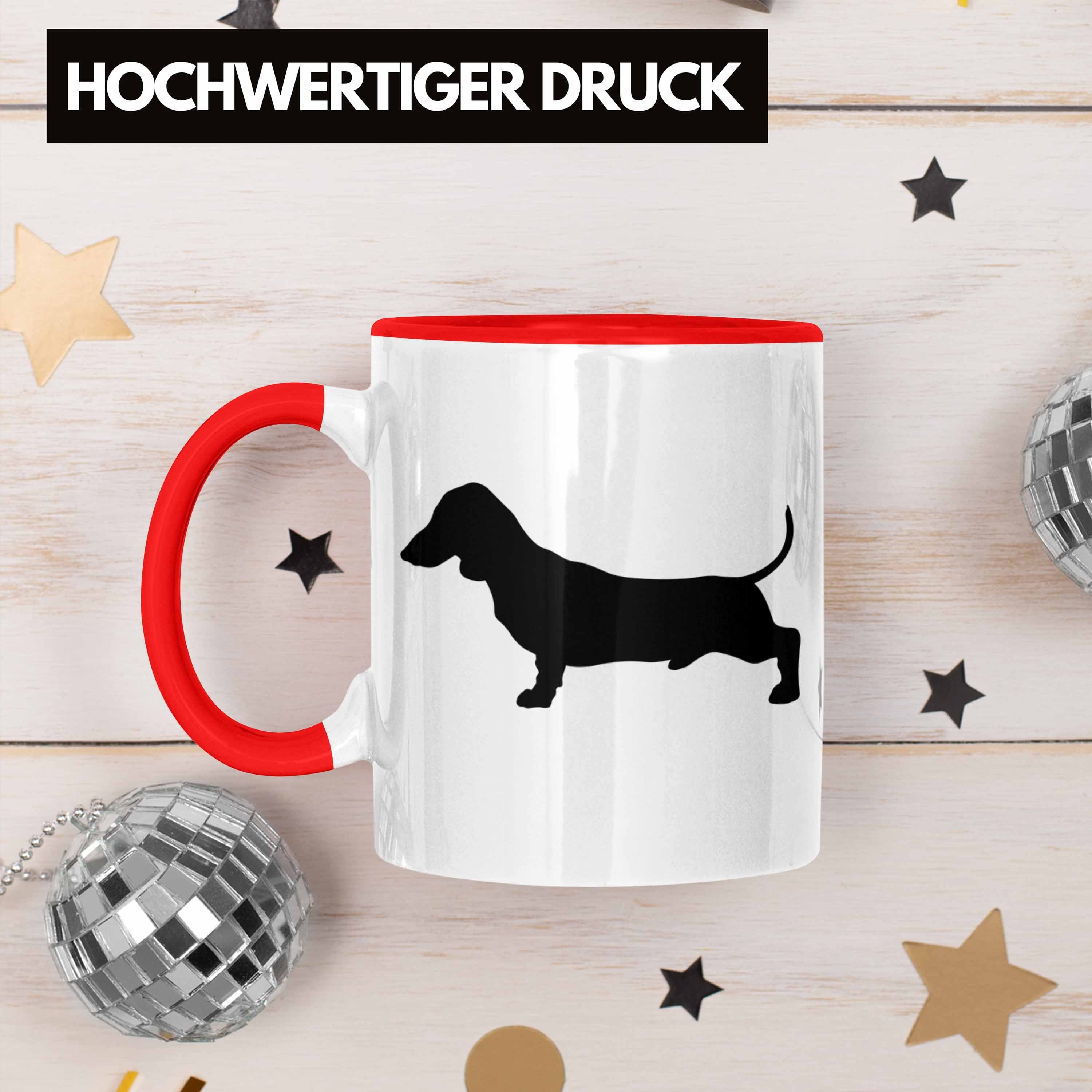 Trendation Tasse Dackel Grafik Ge Tasse Geschenk Rot Frauchen für Herrchen Dackel-Besiterin