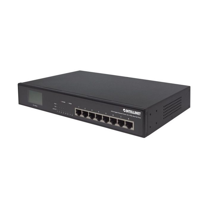 Intellinet 8-Port Gigabit Ethernet Switch 4xUltra PoE LCD Netzwerk-Switch