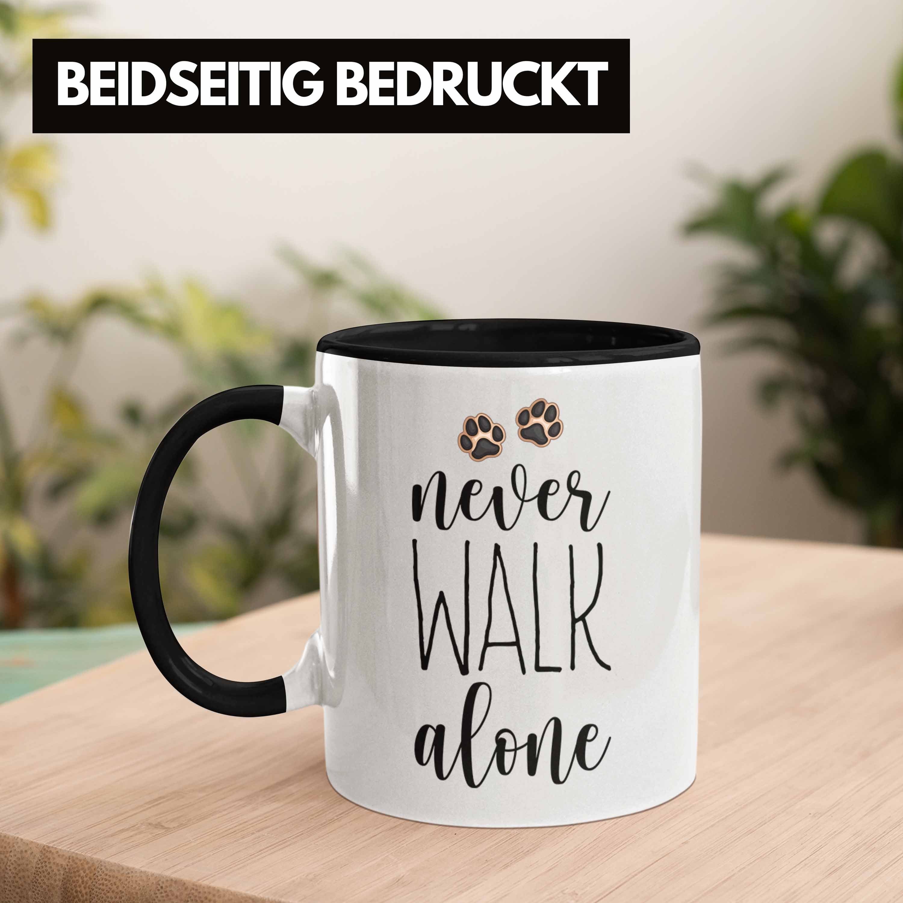 Kaffee Herrchen Trendation Never Tasse Geschenk Tasse Walk Schwarz Frauchen Alone Hundebesitzer