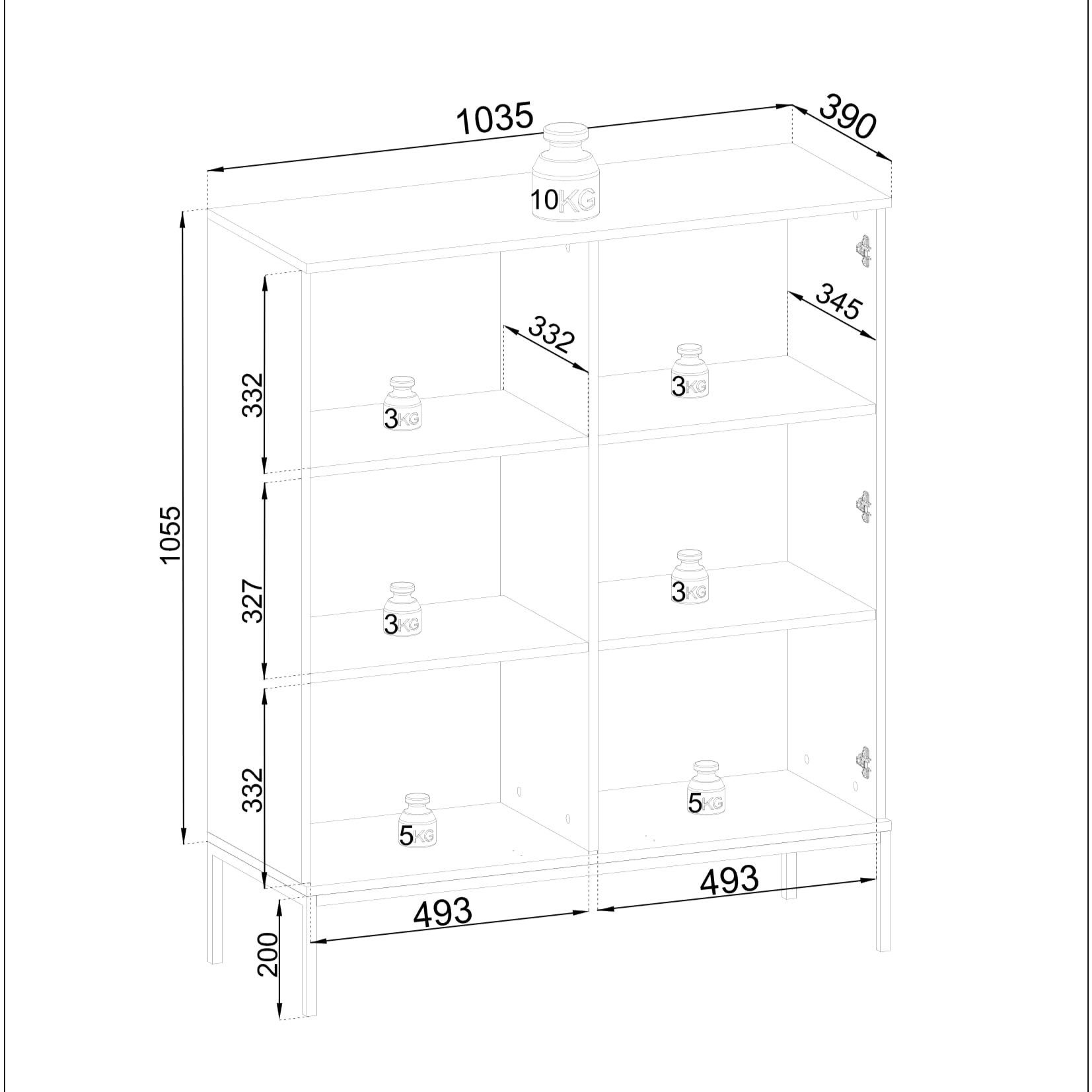 Masseno Glasvitrine SENTIERO 126 x 104 cm Vitrine Vitrinenschrank mit 2 Türen Kaschmir – Bild 4 von 5