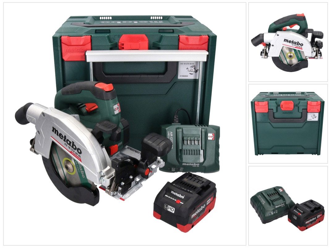 metabo Akku-Handkreissäge KS 18 LTX 66 BL 18 V 165 mm + 1x Akku 5,5 Ah + Ladegerät + metaBOX