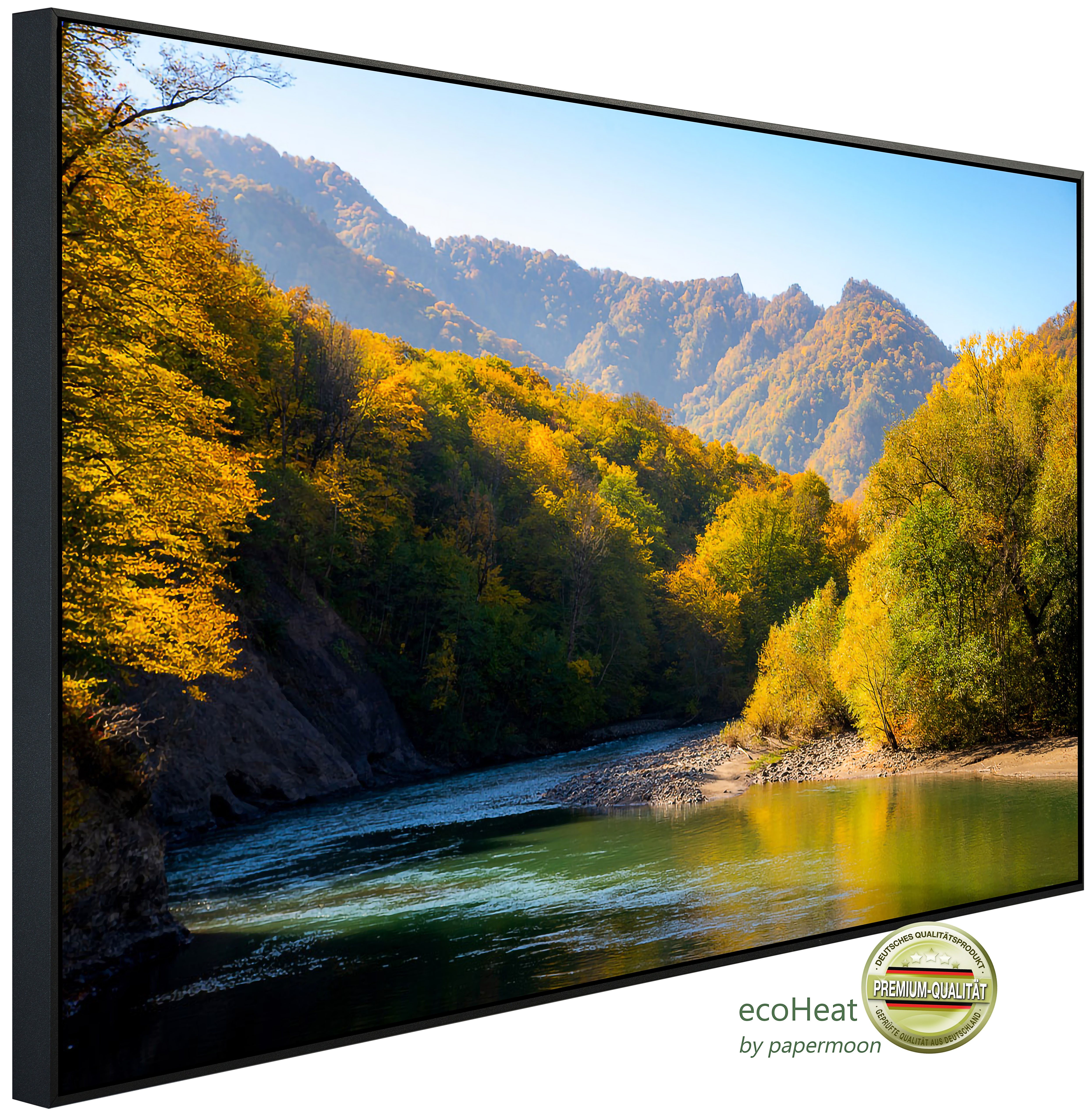 Papermoon Infrarotheizung INFRAROT-BILD-HEIZUNG, Herbst Gebirgswald Fluss, TÜV-Rheinland/GS zertifiziert, angenehme Strahlungswärme