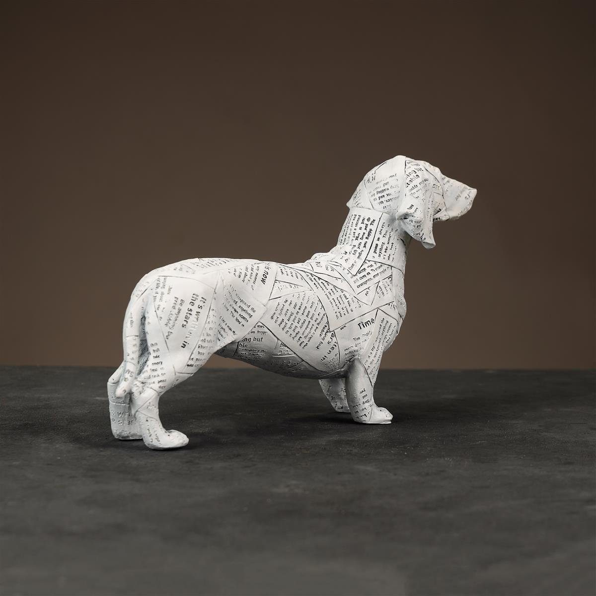 Furni24 Dekofigur weiß Hundeskulptur, Wohnaccessoires
