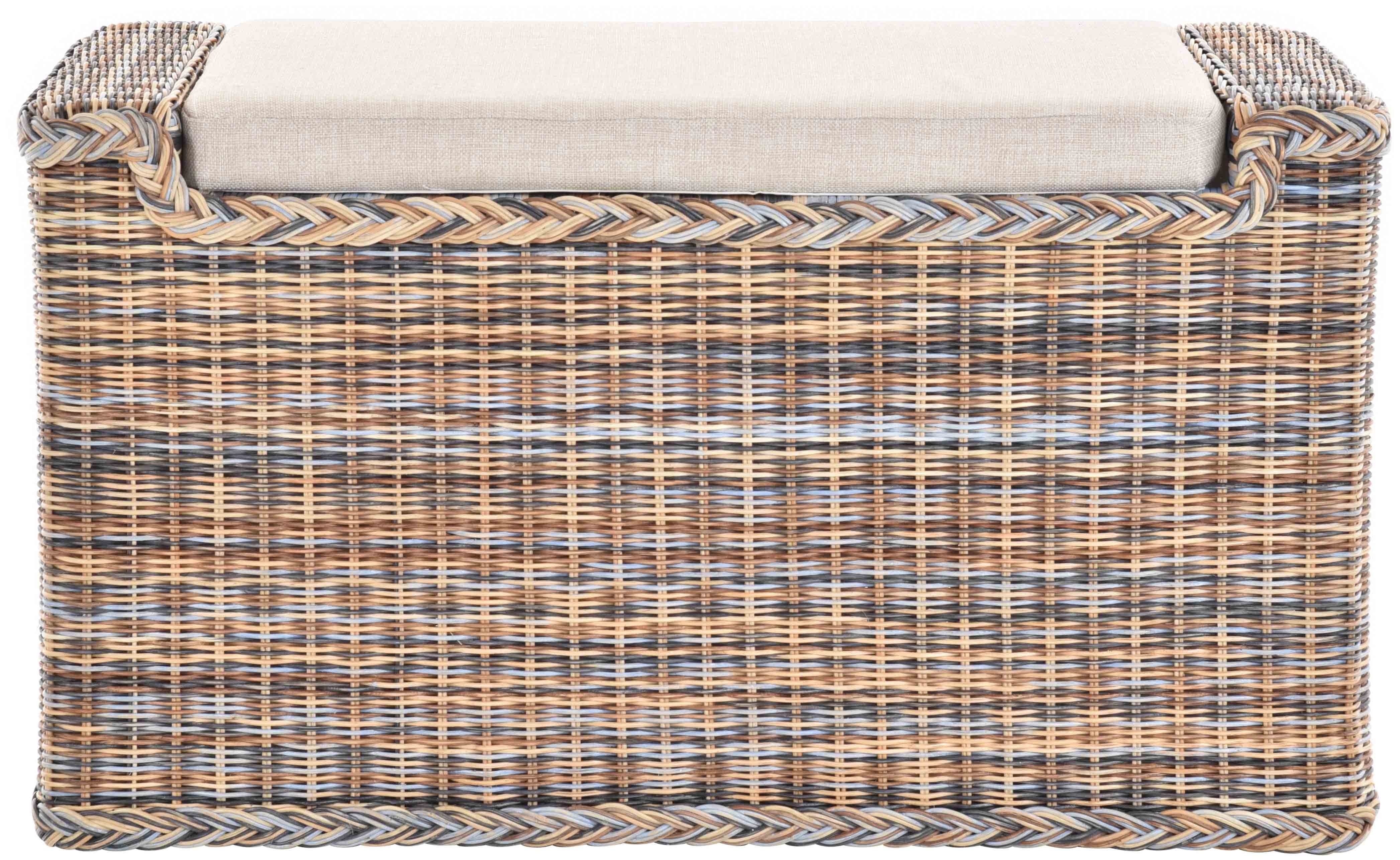 Krines Home Sitztruhe Rattan Wäschetruhe Sitzbank mit Stauraum Wäschesortie günstig online kaufen