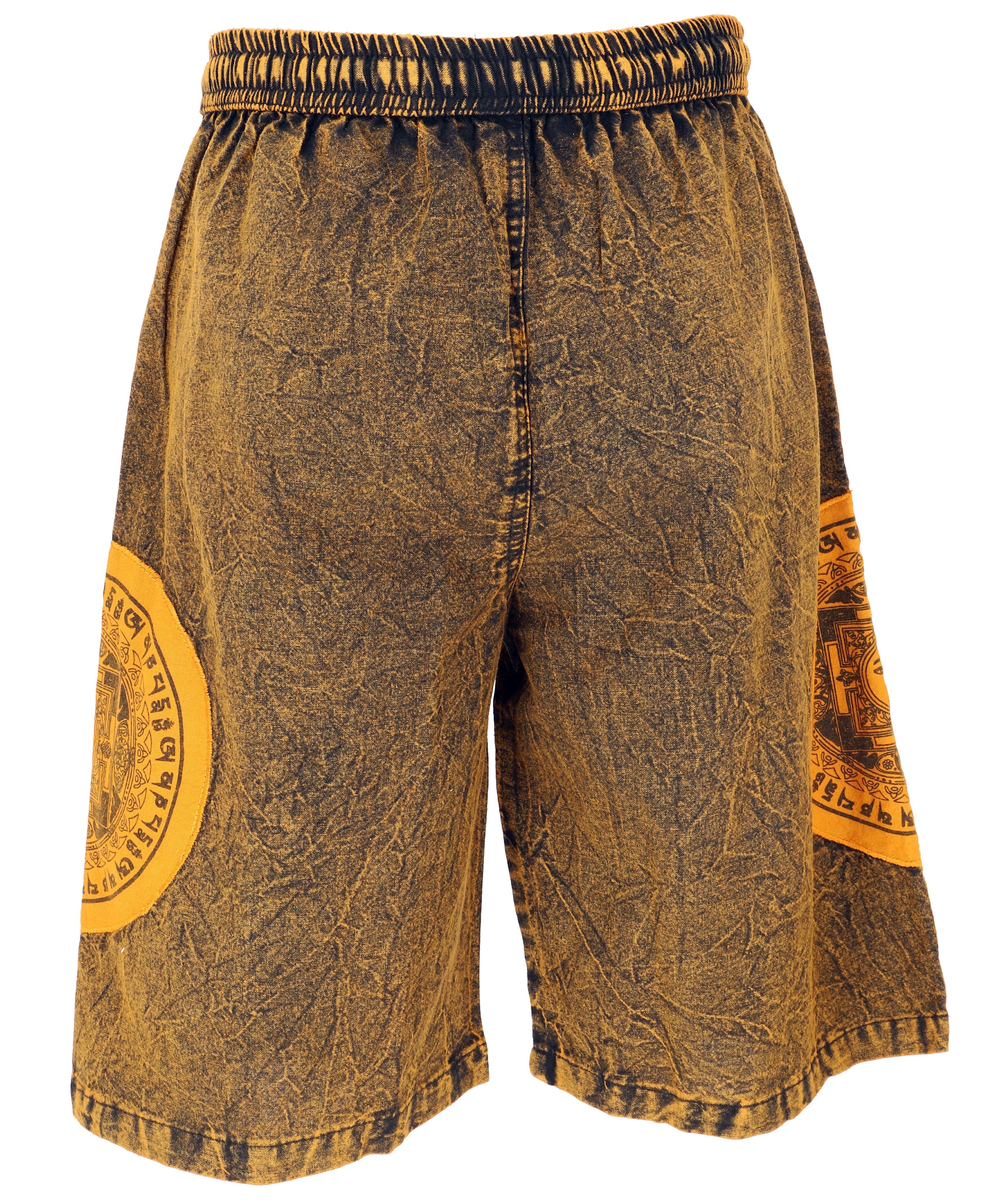 Guru-Shop Relaxhose Ethno Yogashorts, Stonwasch Patchwork Shorts.. Hippie, Ethno Style, alternative Bekleidung – Bild 4 von 5