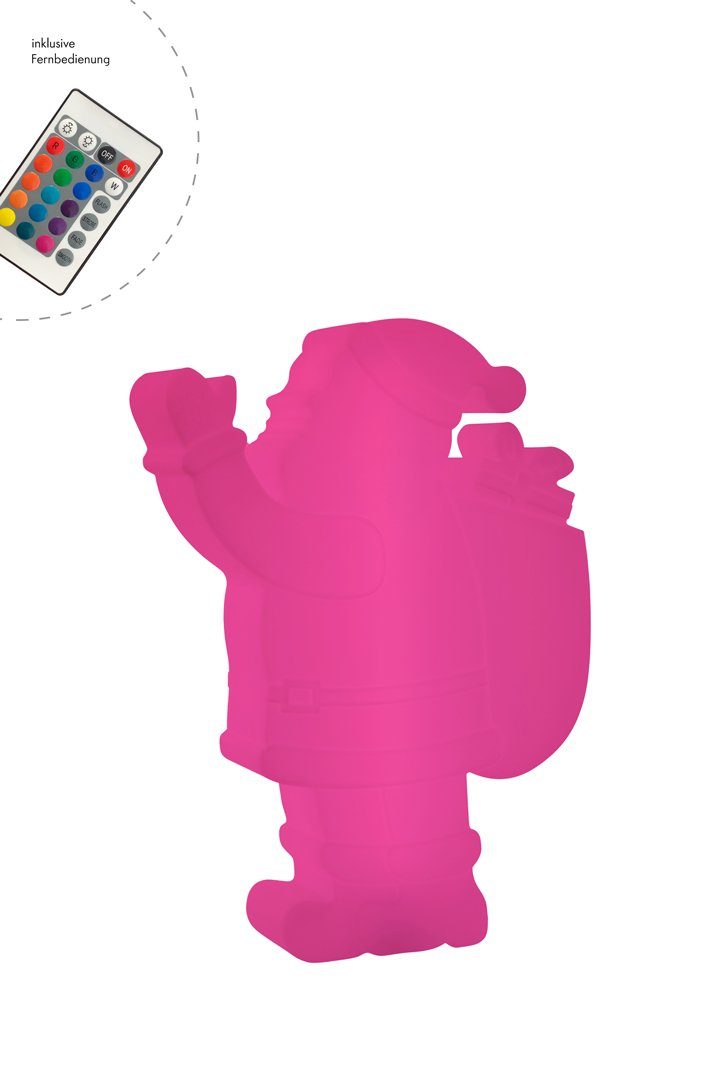 8 seasons design LED Dekofigur Shining Santa, Farbwechsel: 15 Farben, 5-stufig dimmbar, Warmweiß, 78 cm weiß für In- und Outdoor