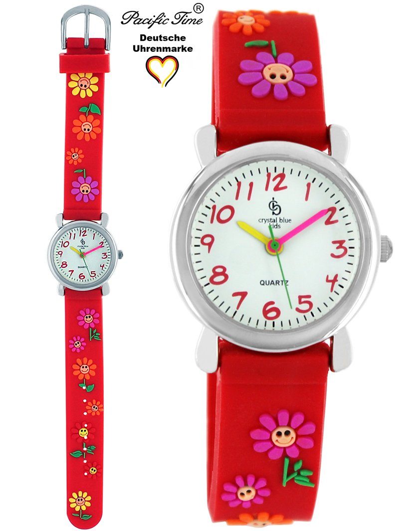 Pacific Time Quarzuhr Kinder Armbanduhr Blumen Silikonarmband, Gratis Versand
