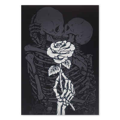 GalaxyCat Poster Wandbild im Gothic Stil, Poster auf Hartschaumplatte 30x42cm, Motiv:, Skeleton Lovers, Gothic Wandbild mit Skeleton Lovers