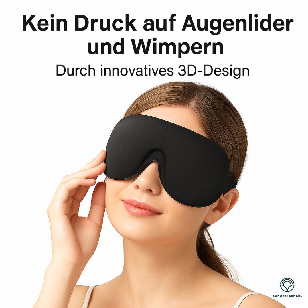 ZUKUNFTSENKEL Schlafmaske 3D Schlafmaske für Damen & Herren – 100% Lichtblocker, Ideal für Reisen, Schlaf & Meditation, Augenfreiraum, verstellbar & weich