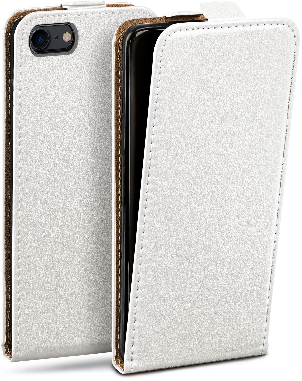 moex Handyhülle für iPhone 8 Hülle Klappbar Flip Case Weiß 4,7 Zoll, 360 Grad Schutz Handytasche Leder Optik PU Lederhülle Cover Klapphülle