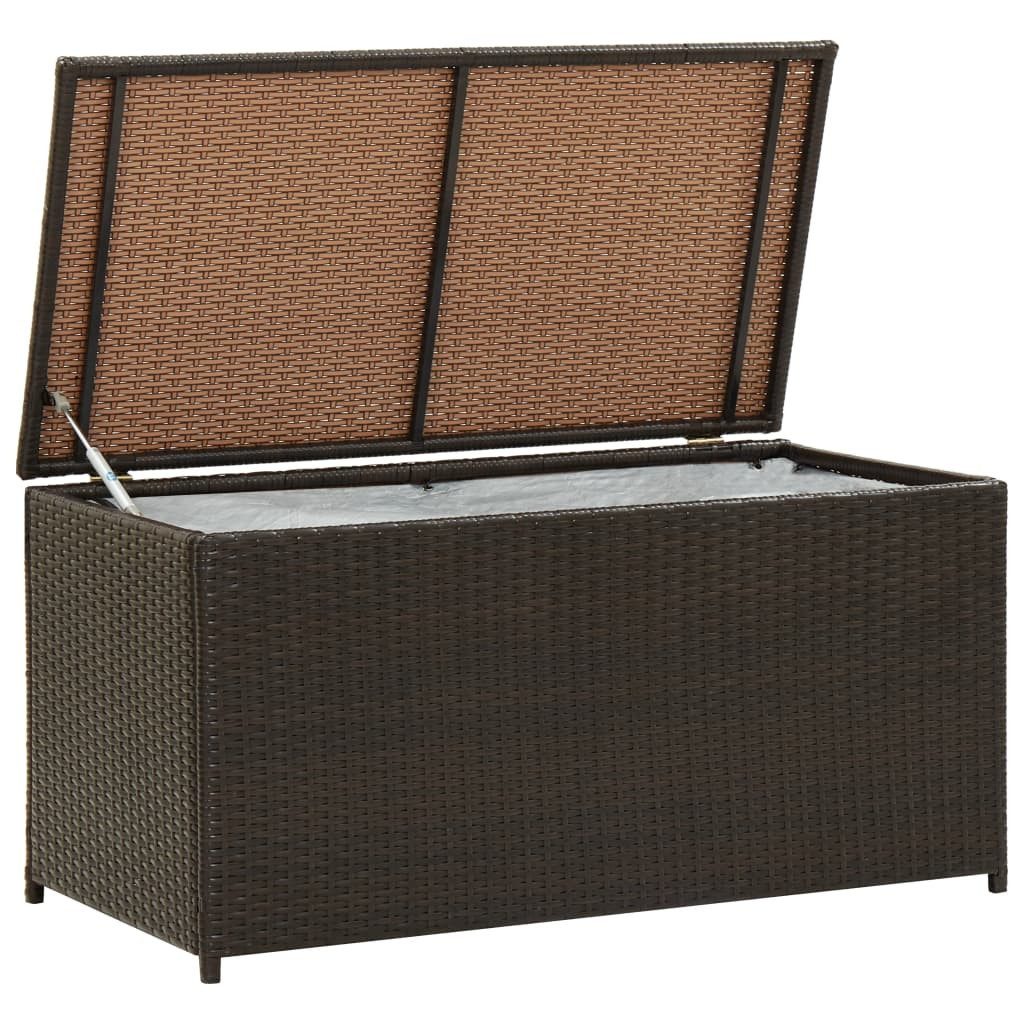 vidaXL Auflagenbox 100 x 50 x 50 cm Kissentruhe Auflagenbox Polyrattan 100x50x50 cm Braun