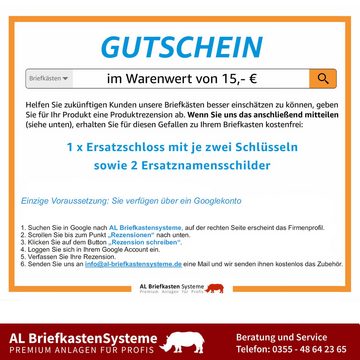 AL Briefkastensysteme Wandbriefkasten 4 Fach Basic Briefkasten A4 in RAL Farbe 9005 Tief Schwarz wetterfest