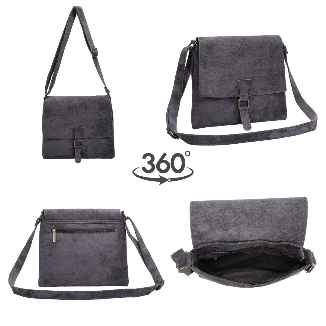 MIRROSI Umhängetasche Damen-Schultertasche Wildleder-Optik mit verstellbarem Riemen, Neue Kollektion Herbst/Winter 2026 – Bild 3 von 3