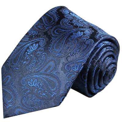 blaue Seidenkrawatte 480 Paul Malone Krawatte blau schwarz kariert Seide