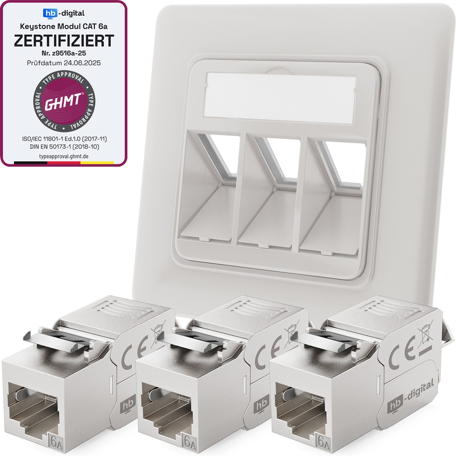 Netzwerkdose mit Keystone Modul CAT 6a RJ45 Unterputz Netzwerk-Adapter
