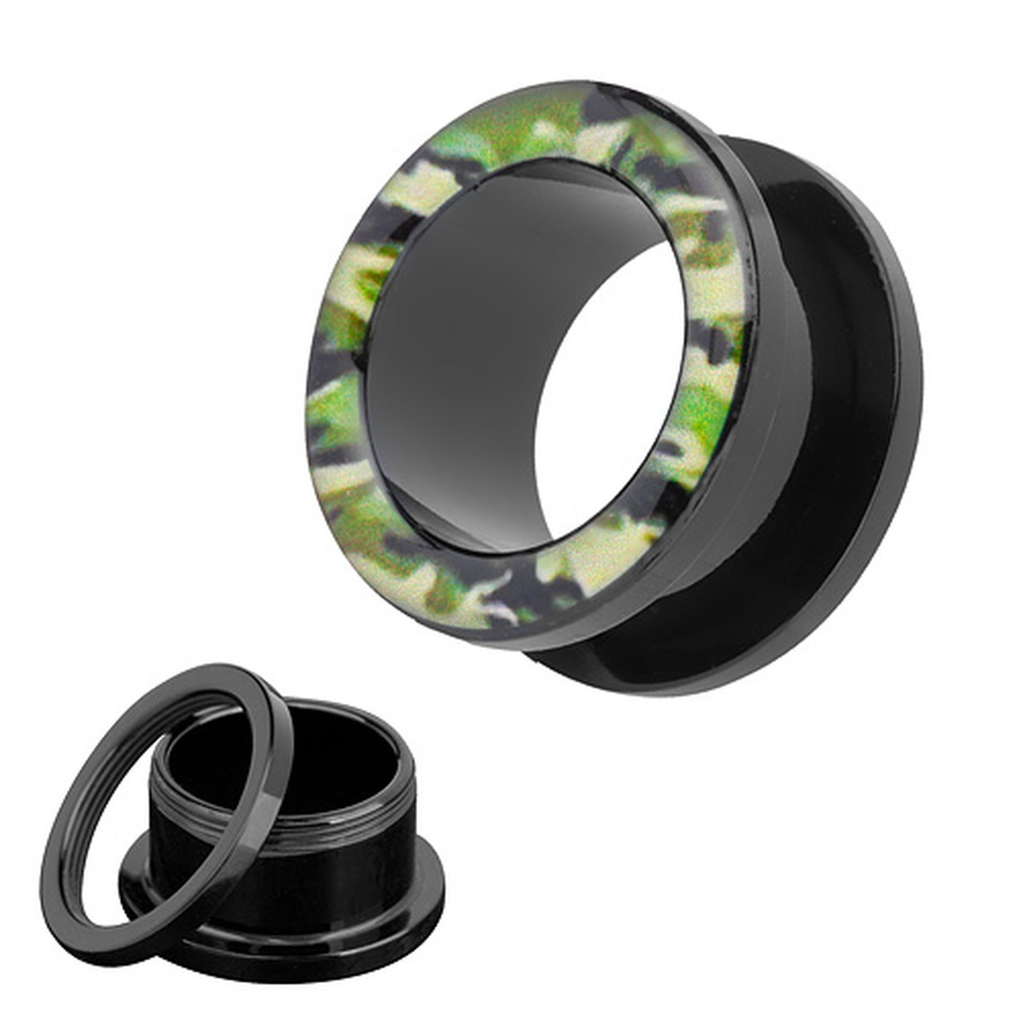 Style Camouflage Flesh Kunststoff Camouflage Tunnel Piercing Schraubverschluss Ohrpiercing Plug Army Taffstyle Plug Tarnlook, Schraub