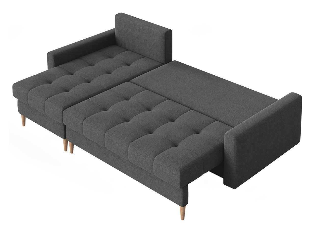 MKS MÖBEL Ecksofa mit Graphit Schlaffunktion, Bettkasten Scandi, Polstersofa mit