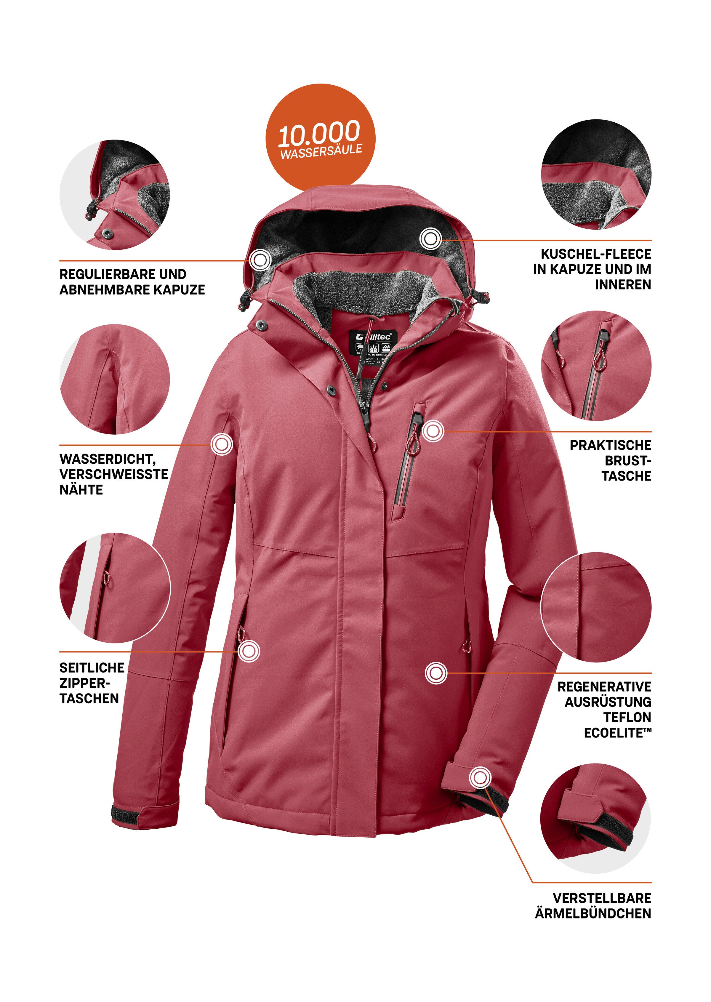 Killtec Outdoorjacke KOW 140 WMN JCKT Wasserdichte Damenjacke, atmungsaktiv, abnehmbare Kapuze – Bild 5 von 5