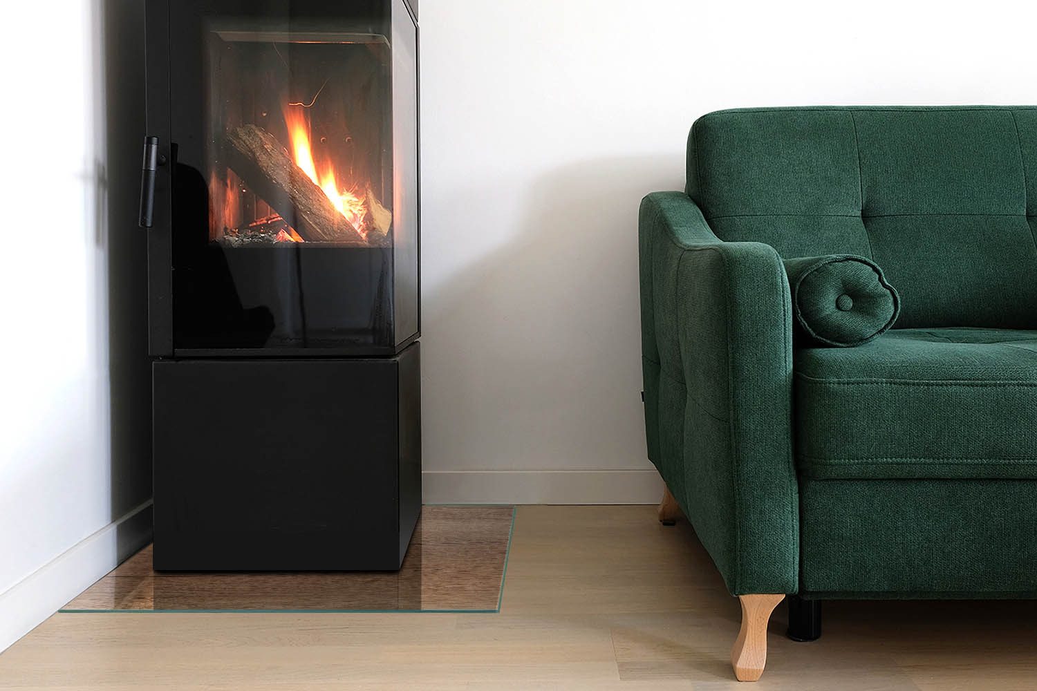 Tulup Bodenschutzplatte Braun Natürliches Holzmuster, Gehärtetem Glas Kamin günstig online kaufen