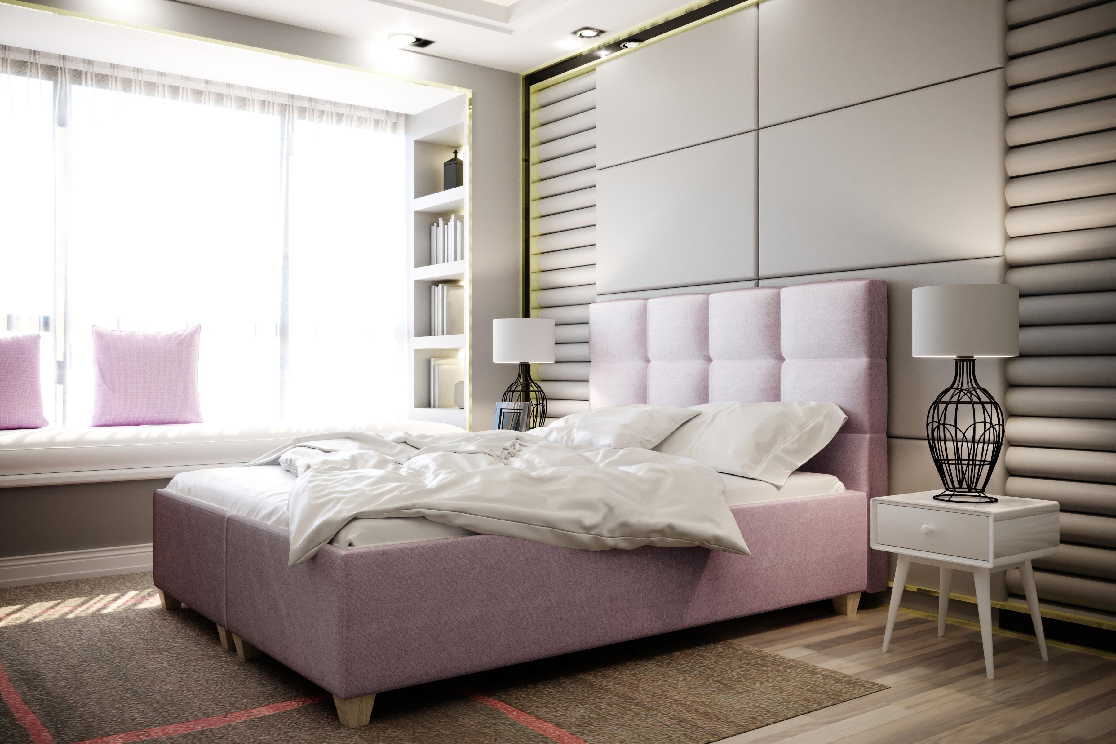 Beautysofa Polsterbett Polsterbett Bett ITALIA 140 / 160 / 180 Doppelbett Schlafzimmer Rosa | Polsterbetten