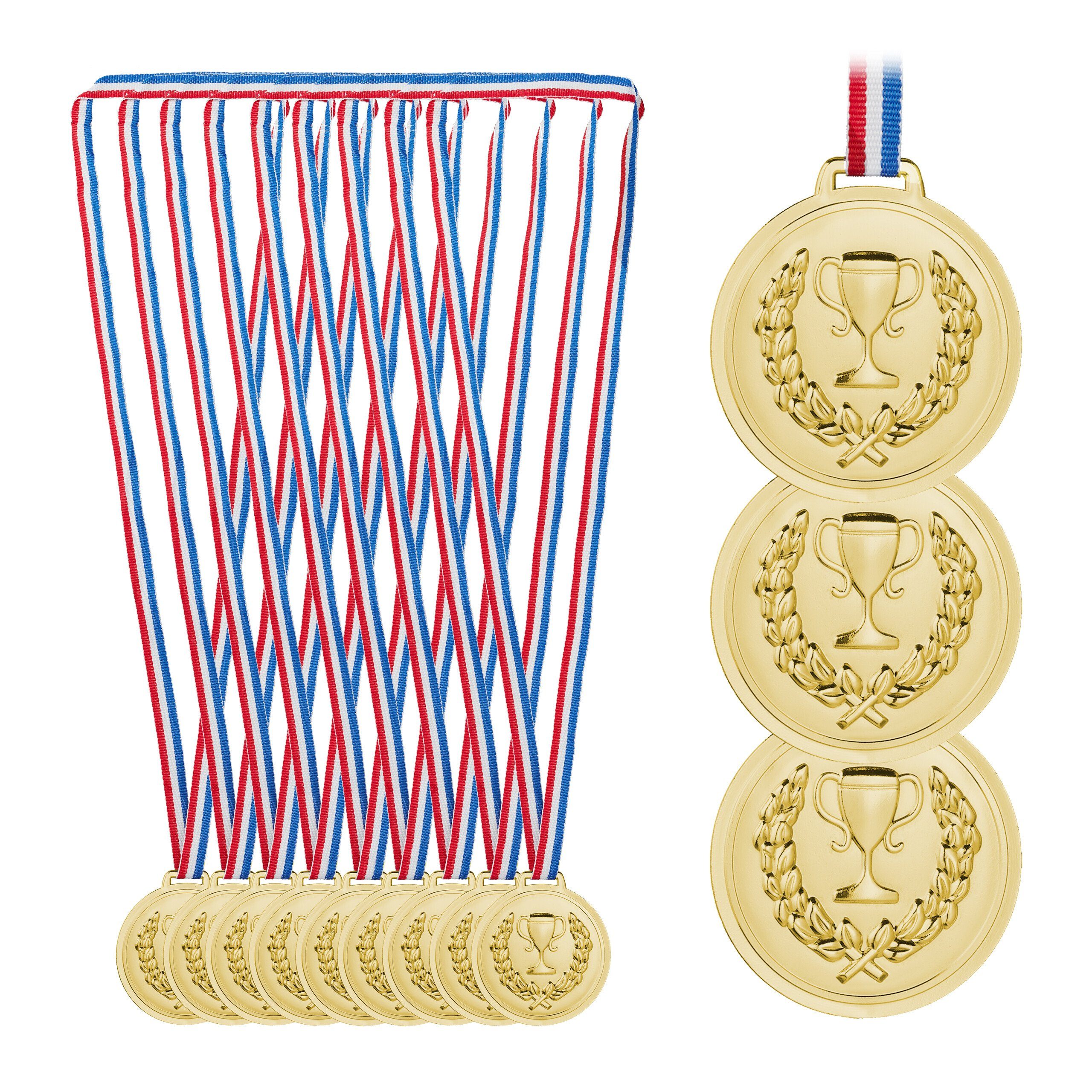 relaxdays Dekoobjekt Gold Medaille Kinder Set 12er für