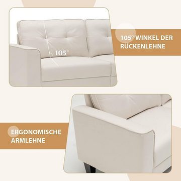 KOMFOTTEU Big-Sofa Couch, 2-Sitzer, bis 450 kg, 202 x 75 x 94cm, Beige