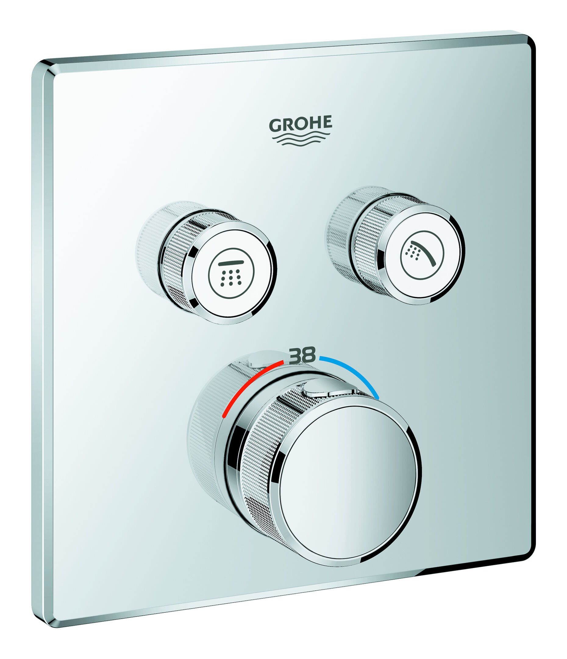 Grohe Unterputzarmatur Grohtherm SmartControl Thermostat mit 2 Absperrventilen Design eckig