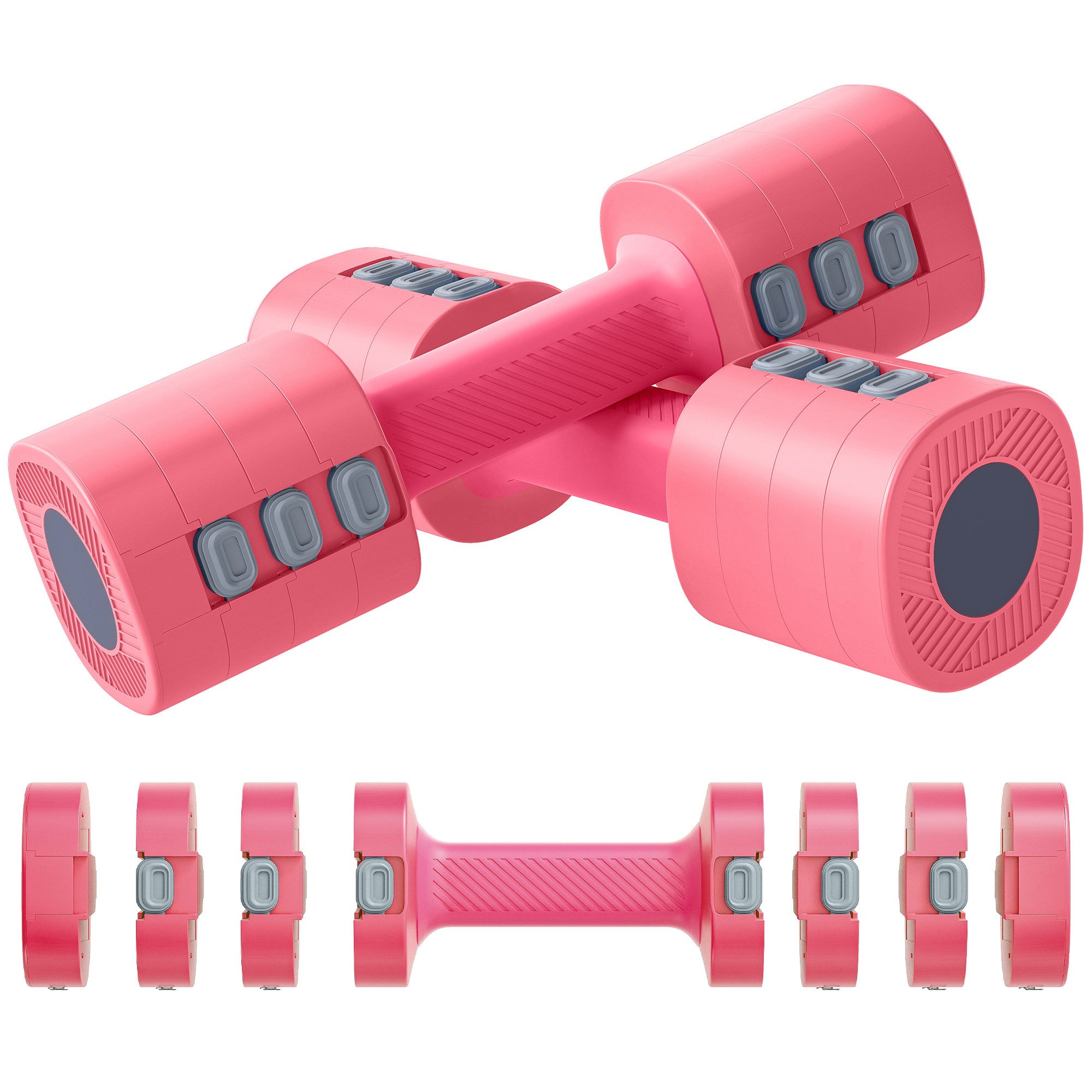 SPORTNOW Hantel 1-2,5 kg, mit rutschfest Griff, (4-in-1 Verstellbare Hanteln, Quadratisch Kurzhantelset), aus Metall, für Zuhause, Fitnessstudio, Krafttraining
