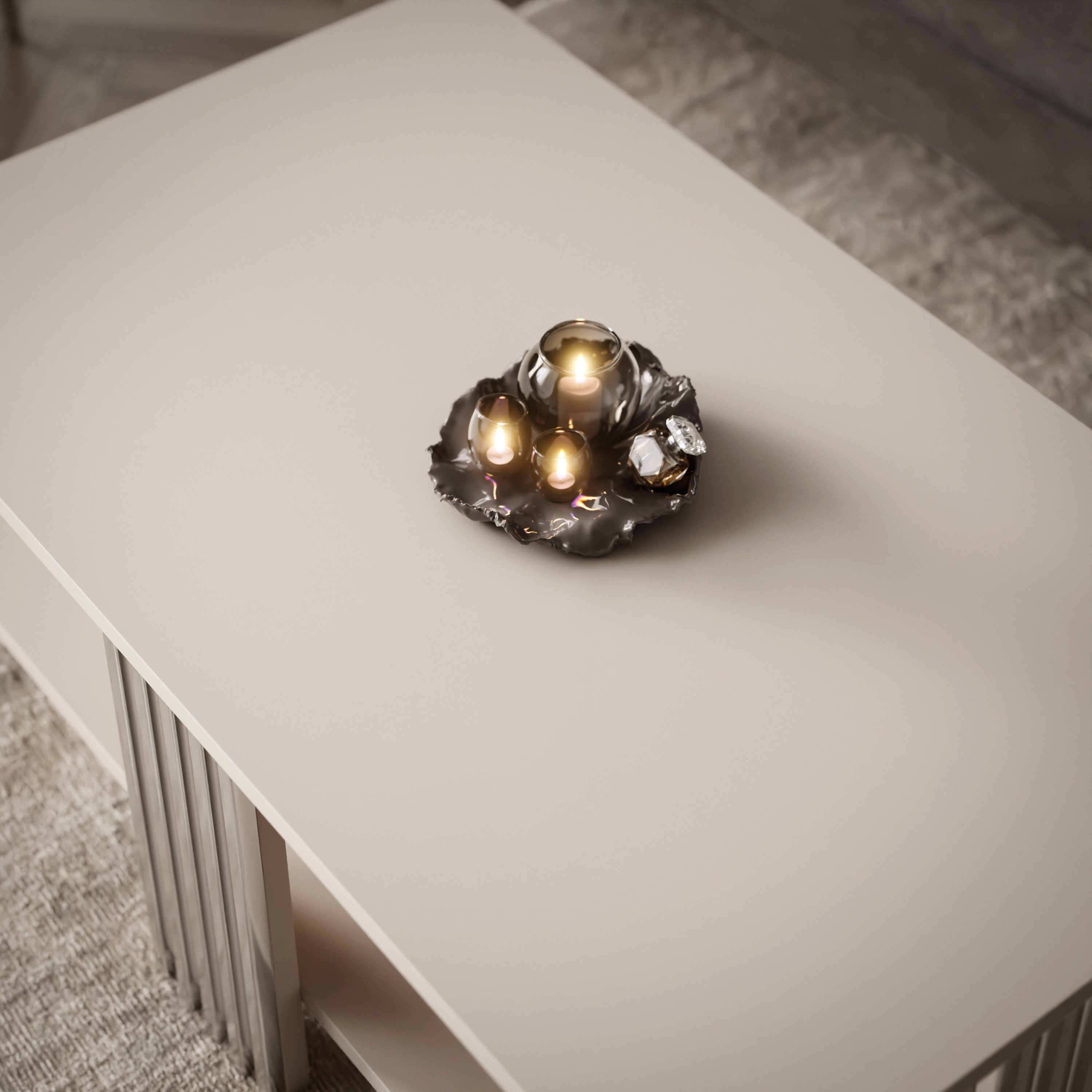 Lookway Couchtisch SAPHIRA SILVER mit Ablage