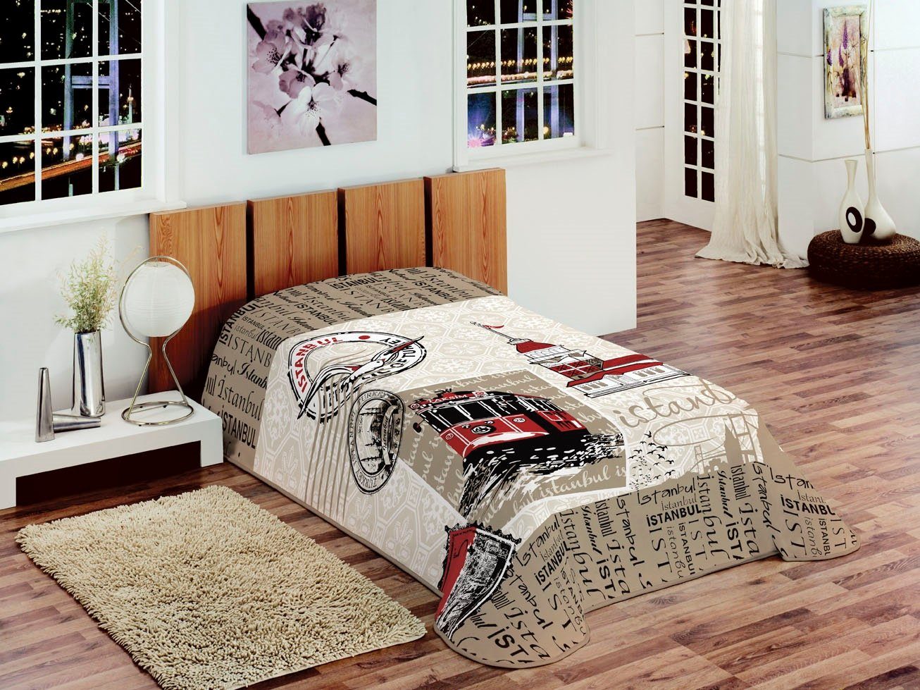 TeppichHome24 Tagesdecke Wohndecke mit Istanbul Design in Taupe