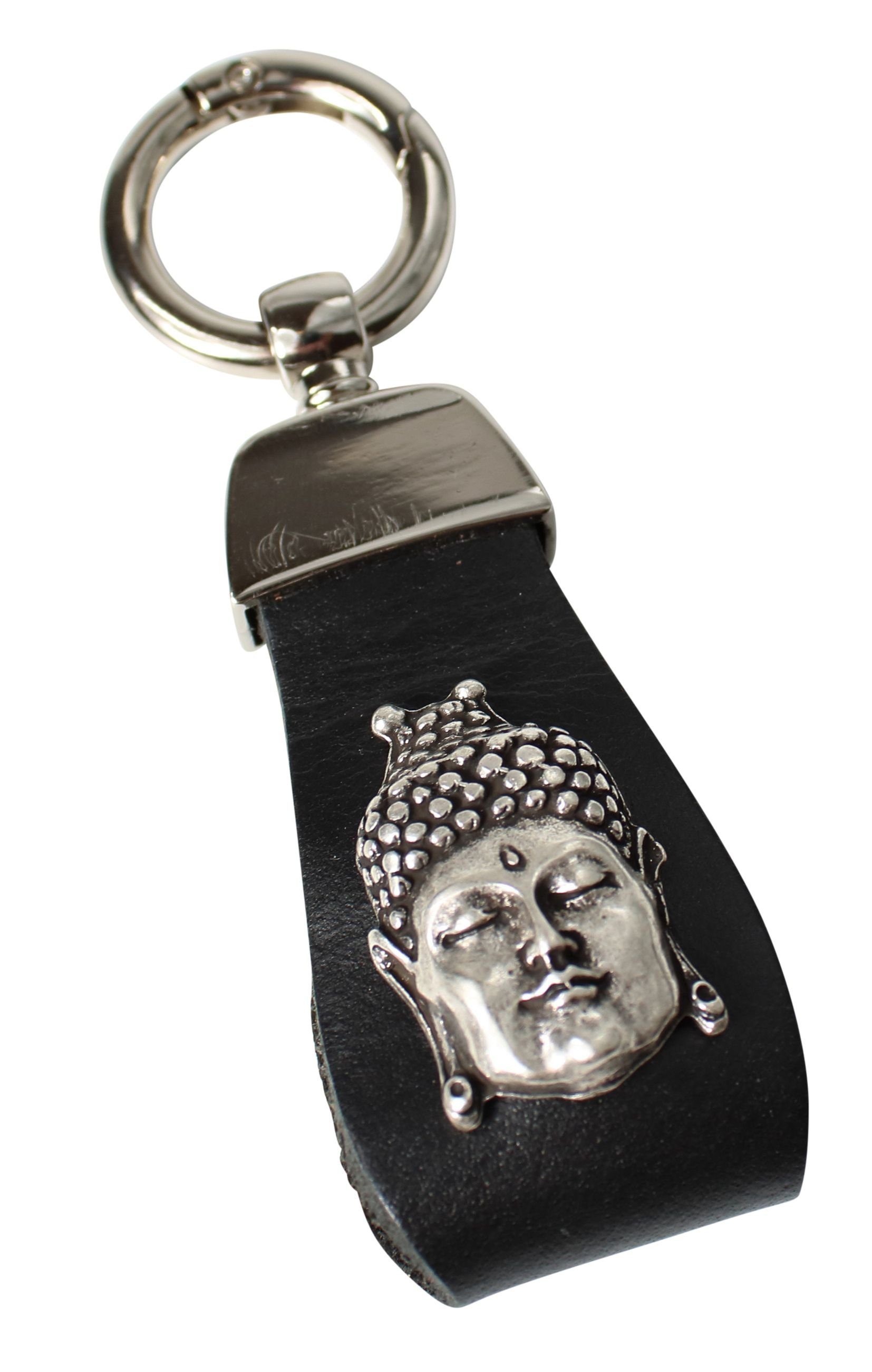 Vollrindleder Buddhakopf Schwarz Schlüsselanhänger mit Schlüsselanhänger 18768, aus FRONHOFER