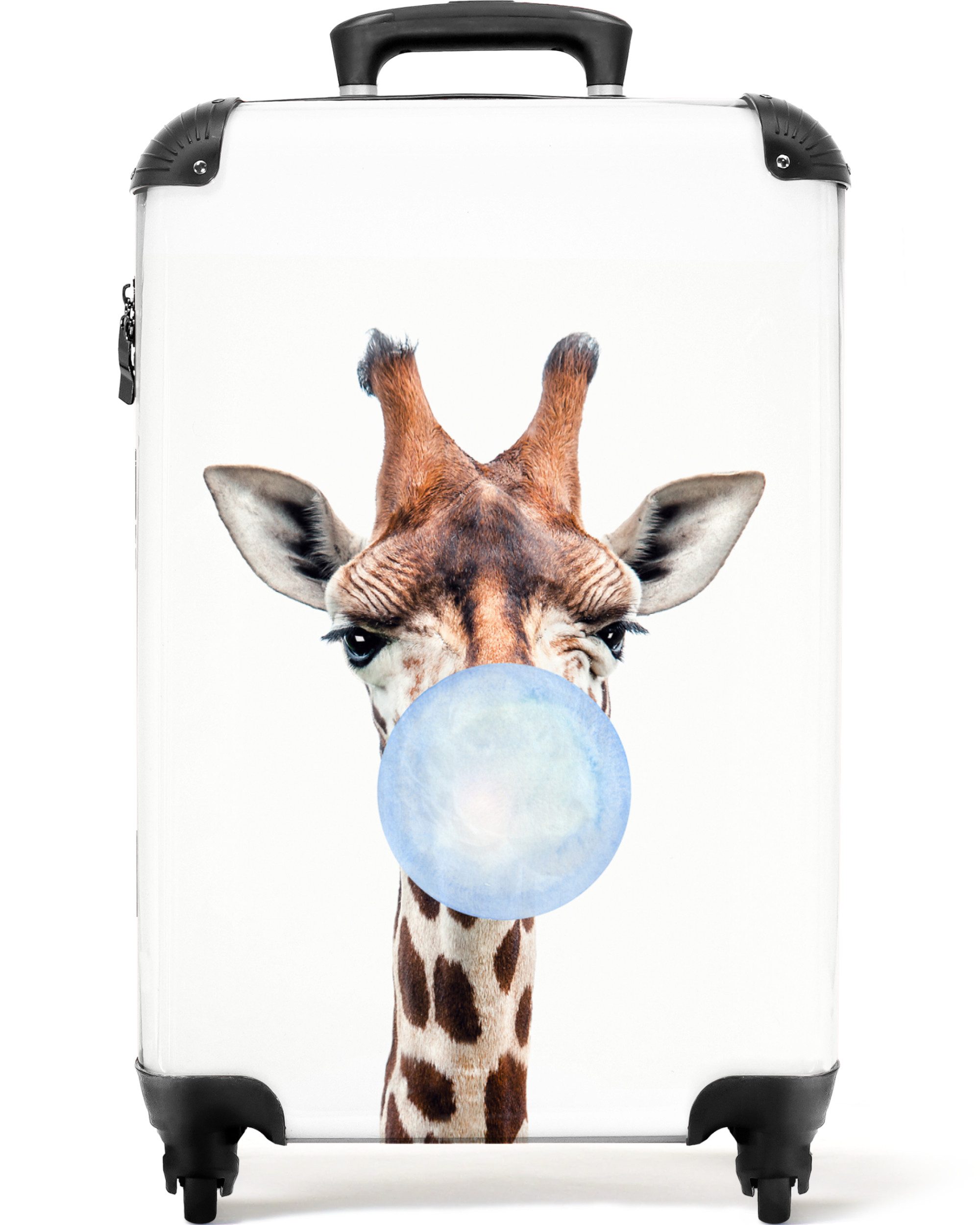 Hartschalen-Trolley Giraffe - Kaugummi - Blau - Kinder 55x35x20cm