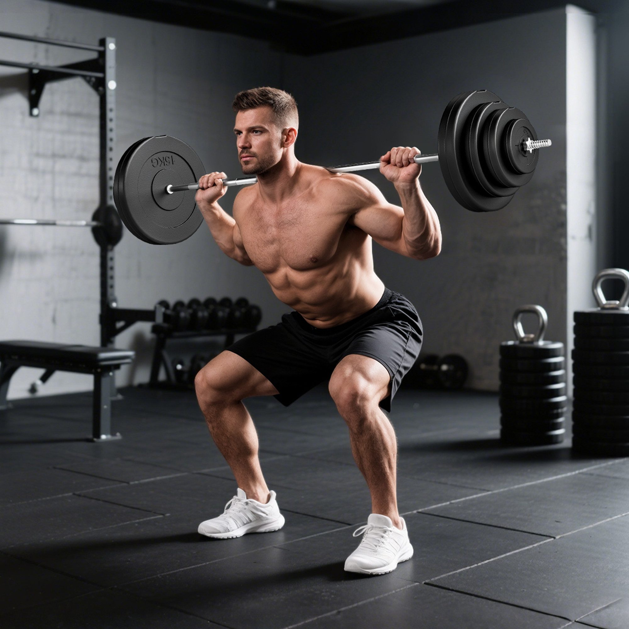 HOMCOM Langhantel mit Verbindungsrohr, Rutschfester Griff