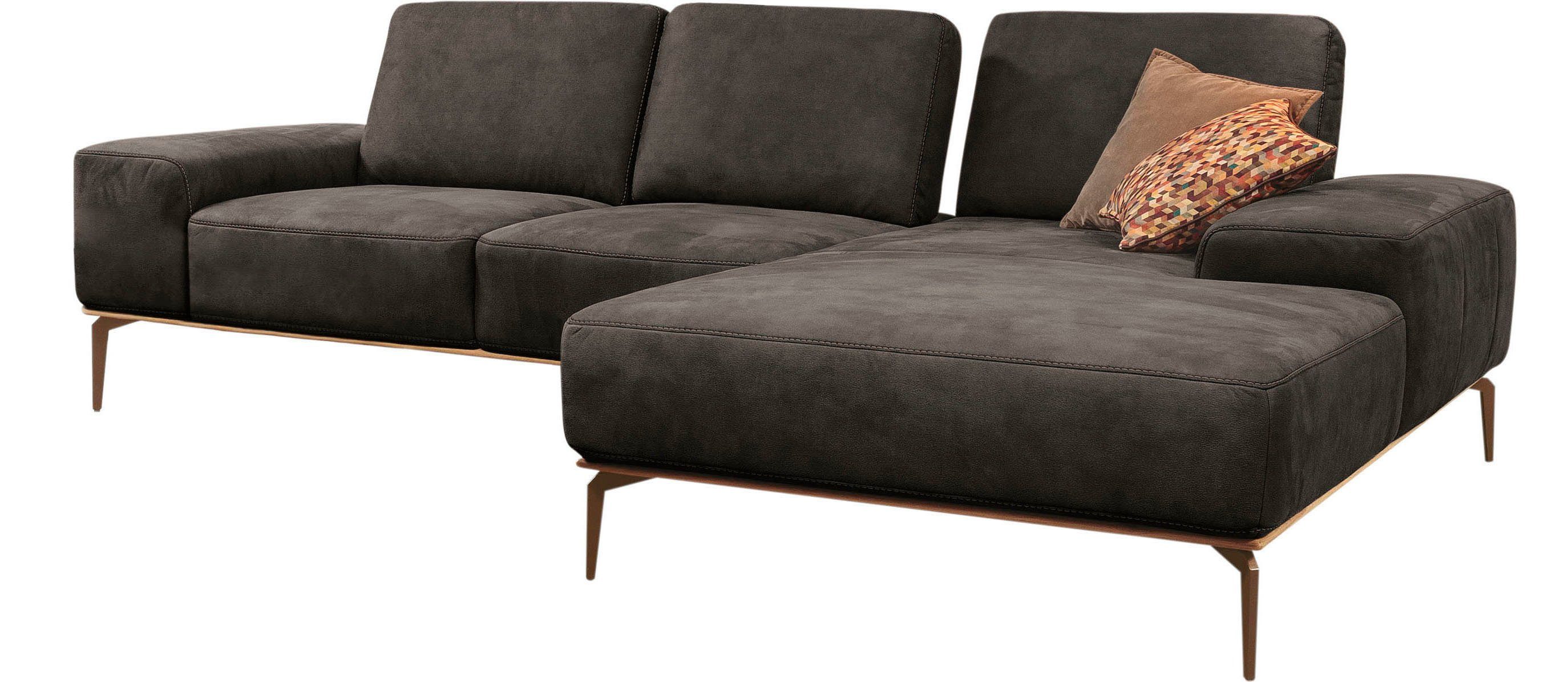 W.SCHILLIG Ecksofa run, mit Holzsockel, Füße in Bronze pulverbeschichtet, Breite 279 cm