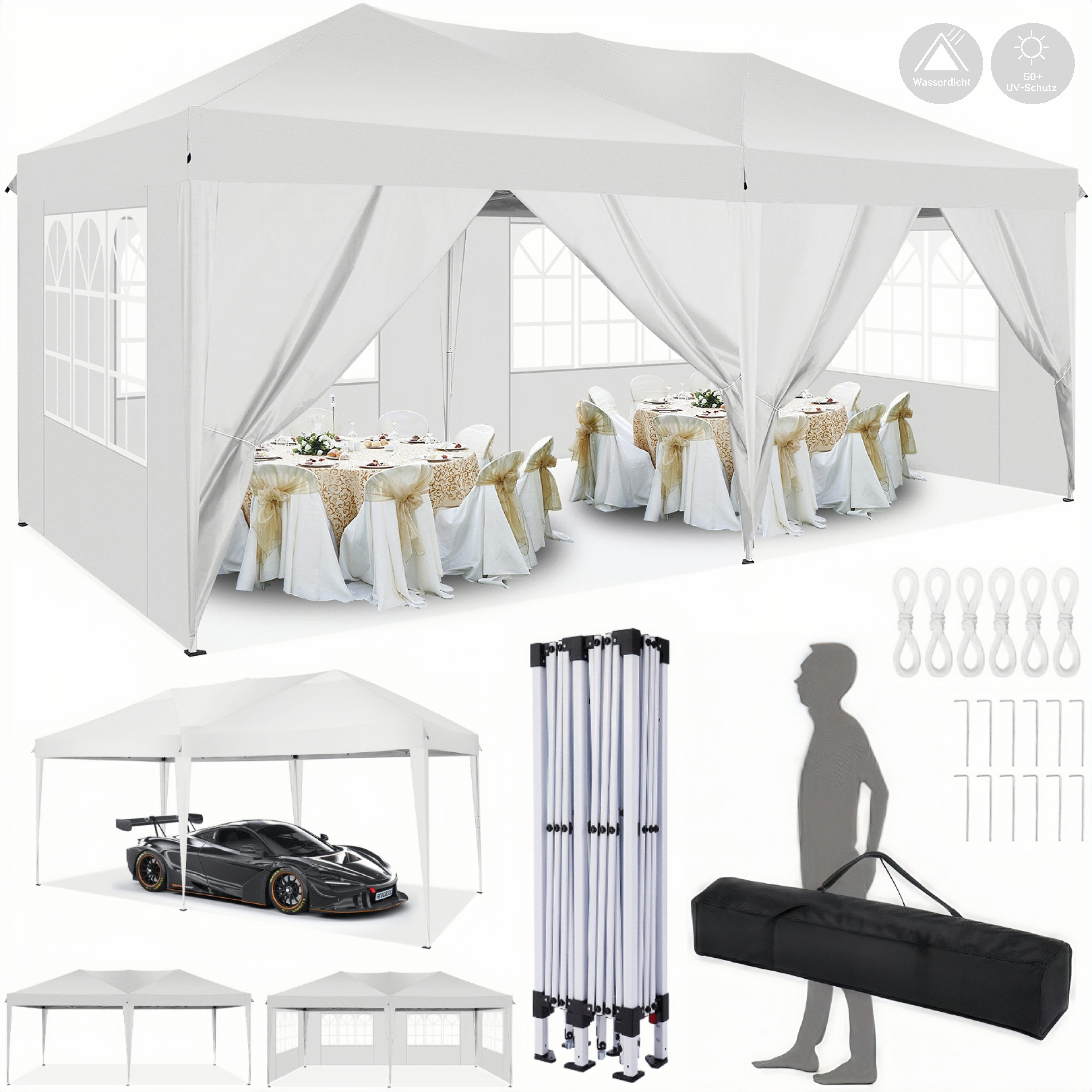 LUCKZON Pavillon 3x6m, Faltbar Pavillon Wasserdicht, günstig online kaufen