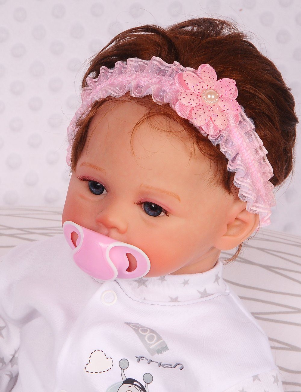 La Bortini Stirnband Kopfband für Babys und Kinder in Weiß Rosa mit Blume | Sommermützen