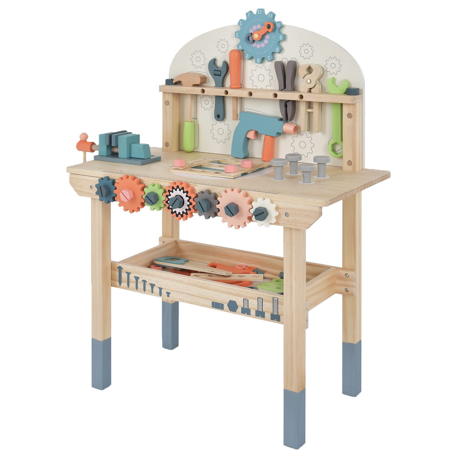 KOMFOTTEU Spielwerkbank, Arbeitsplatte & unterer Ablage, für Kinder ab 3 günstig online kaufen