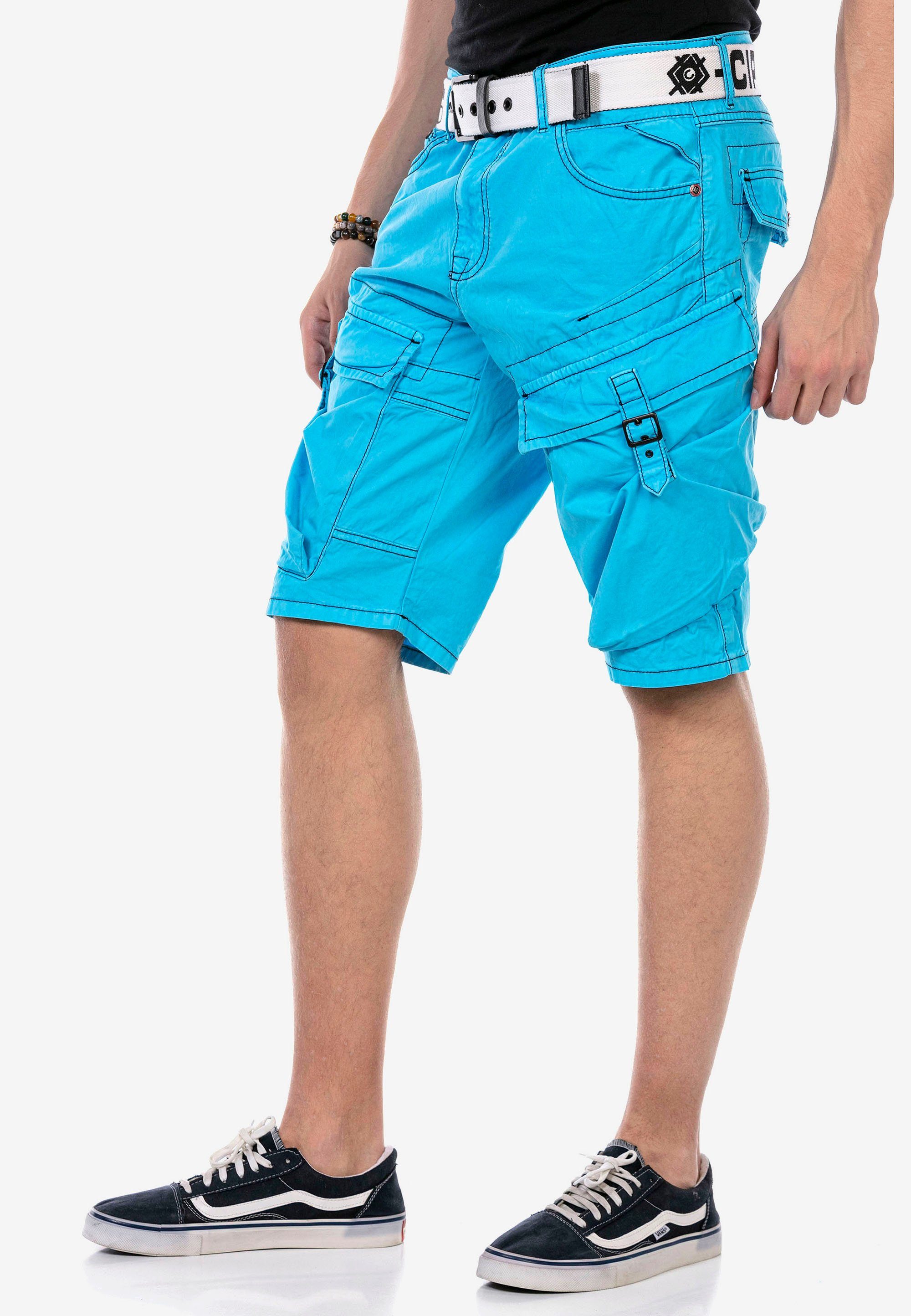 hellblau coolen & Cipo Shorts Cargotaschen mit Baxx